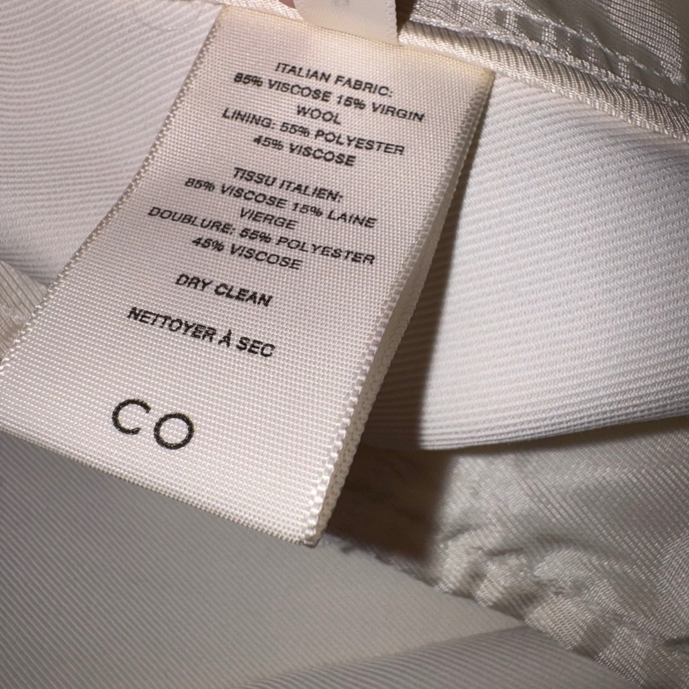 CO Collection Ivory Wide Leg Pleated Trousers Italian Viscose Wool Blend Size 8 - Picture 12 of 15